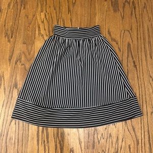 High waisted navy midi skirt, size medium, spring or office attire